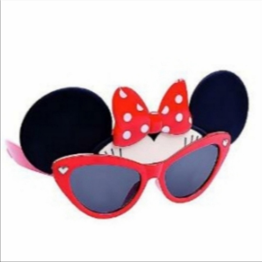 New! DISNEY Minnie Mouse Ears Sunglasses Red Polka Dot Bow 100% UV Protection